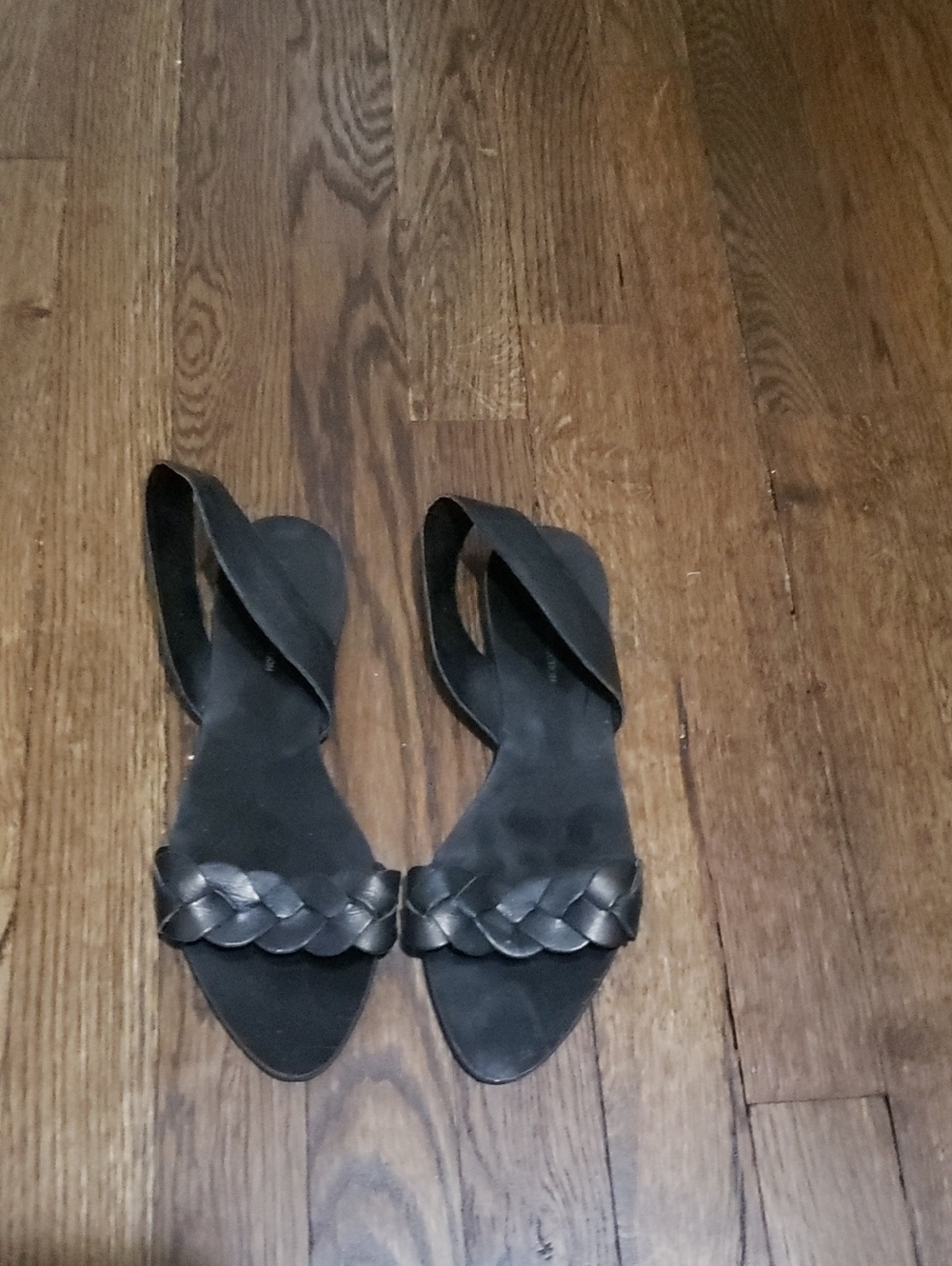 Zara Black Braided Slingback Sandals